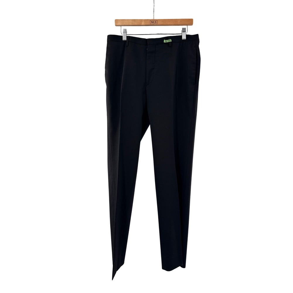 Gucci Dress Pants Mens Black Flat Front Trousers Italy Wool Blend Slacks 32x33